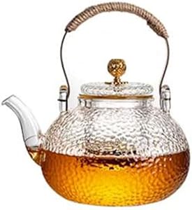 إبريق شاي زجاجي شفاف مع مصفاة