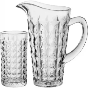 طقم إبريق عصير وكأسات إيكو كريستال 7 قطع، شفاف